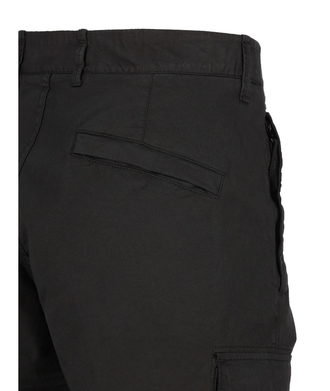 STONE ISLAND Черные хлопко-эластановые повседневные брюки, фото 2