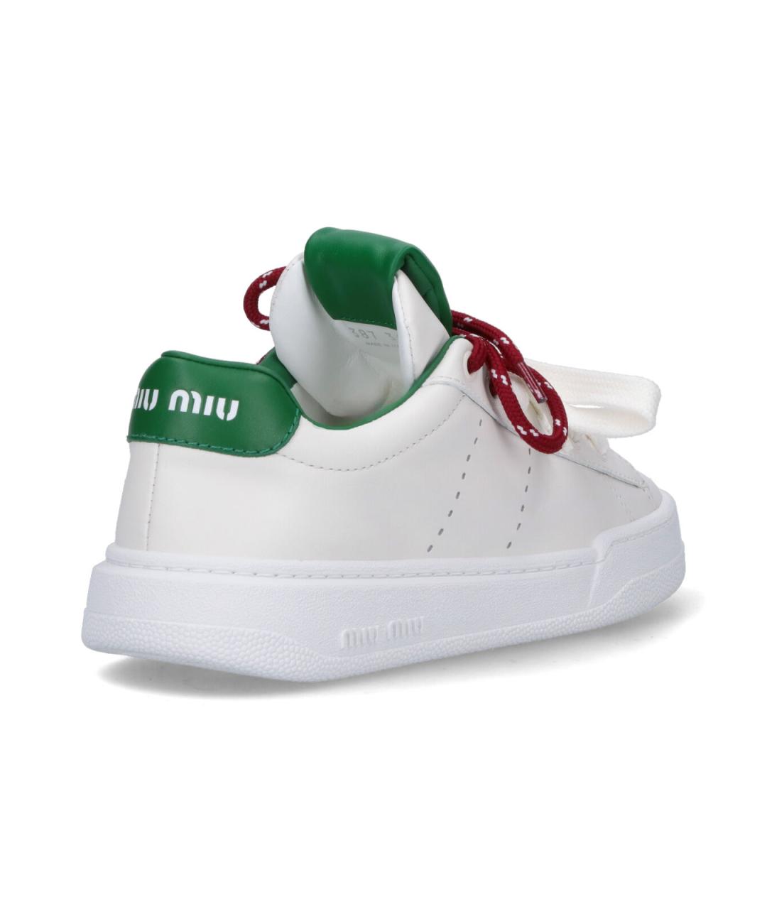 MIU MIU Белые кожаные кроссовки, фото 4