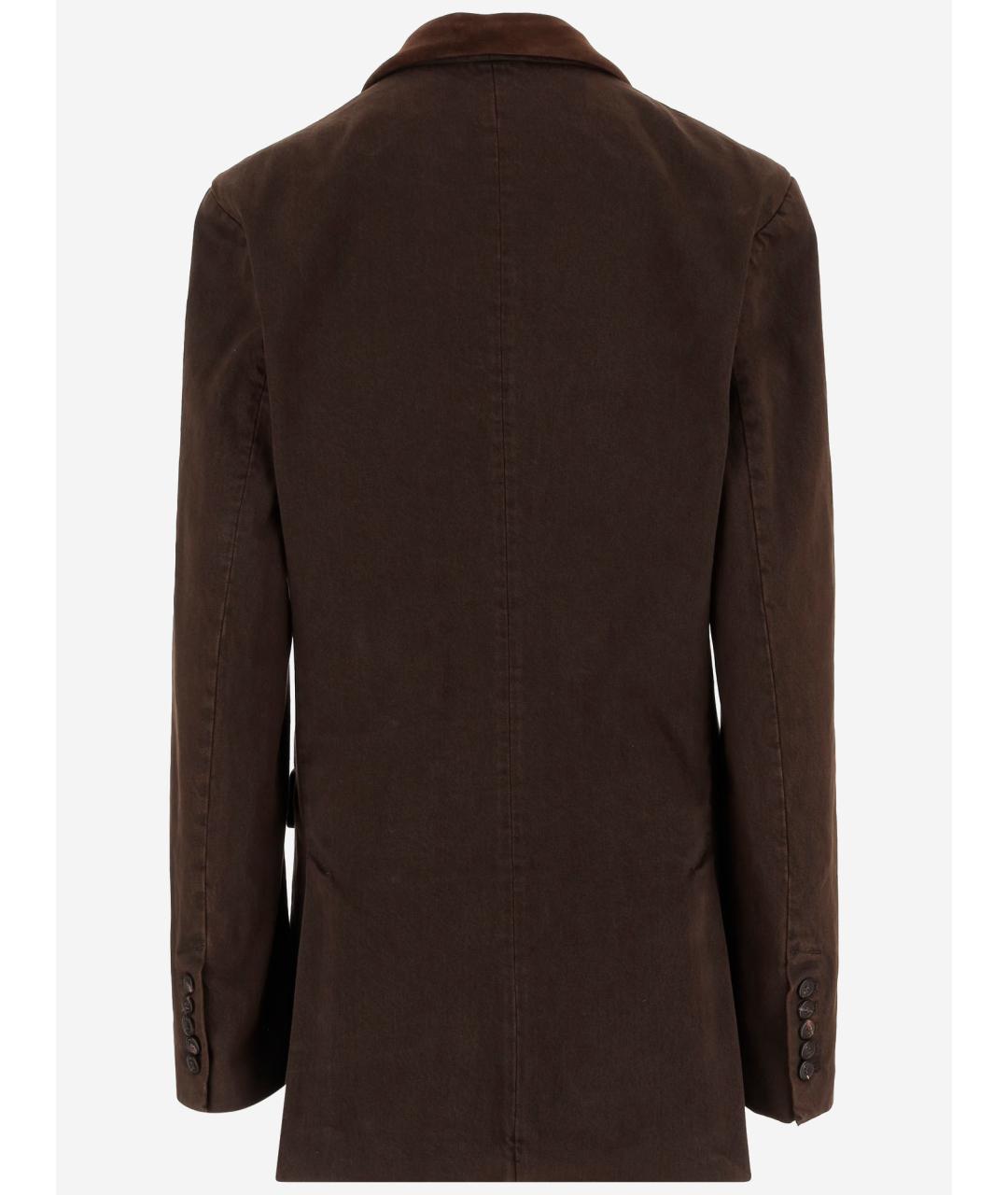 DRIES VAN NOTEN Коричневый хлопковый жакет/пиджак, фото 2