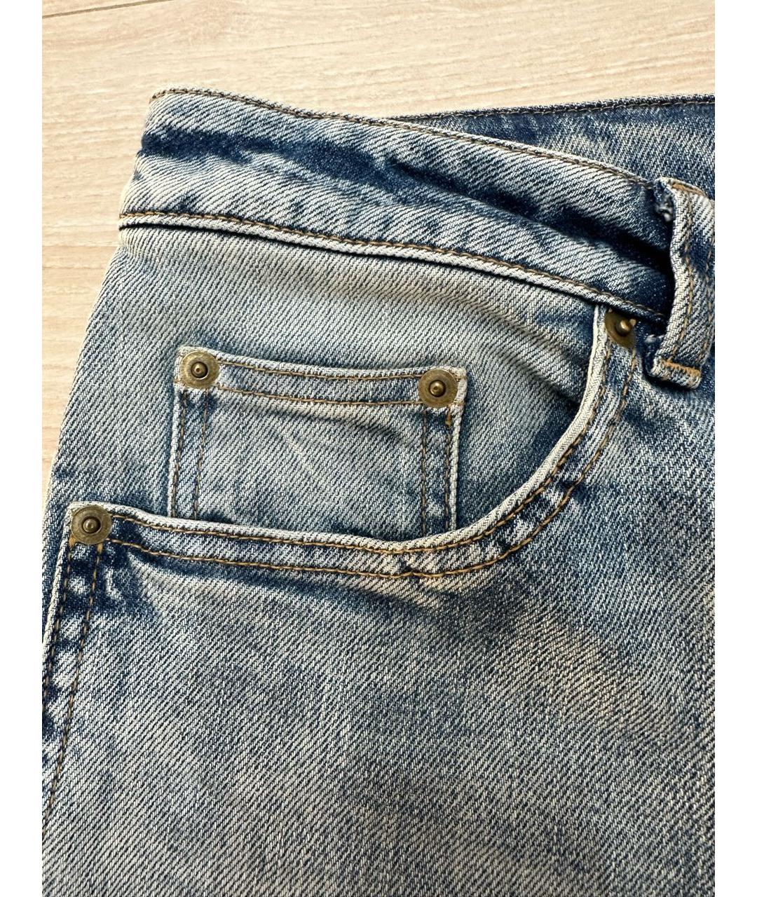 SAINT LAURENT Голубые хлопковые прямые джинсы, фото 4
