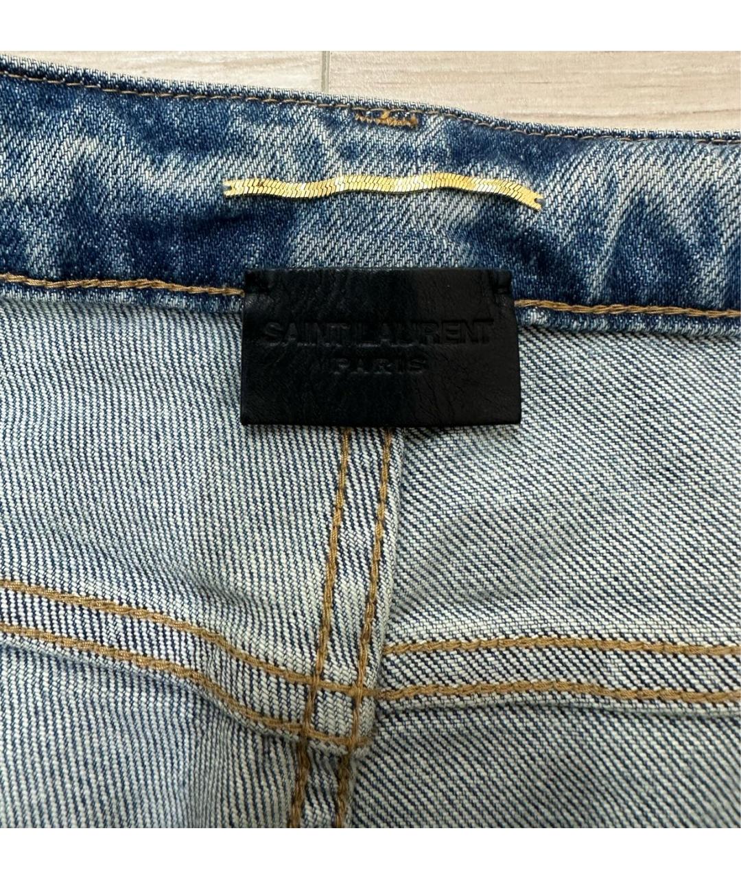 SAINT LAURENT Голубые хлопковые прямые джинсы, фото 3