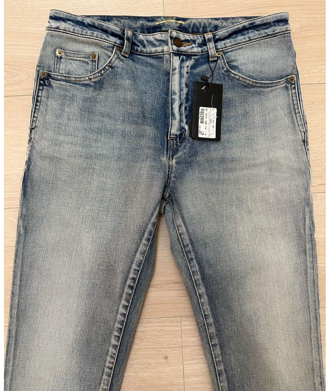SAINT LAURENT Голубые хлопковые прямые джинсы, фото 8
