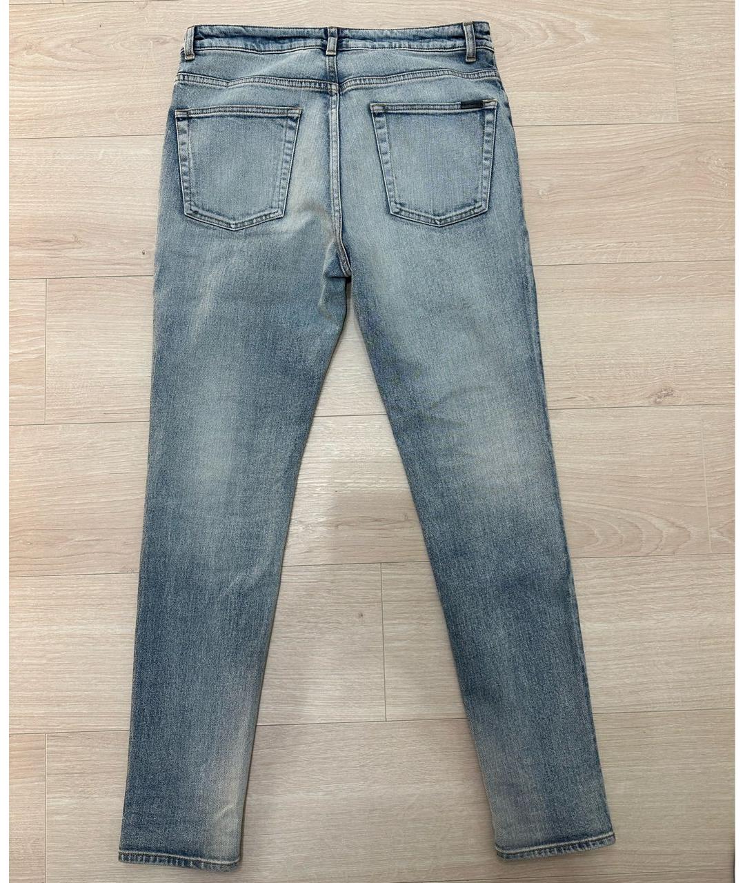 SAINT LAURENT Голубые хлопковые прямые джинсы, фото 2