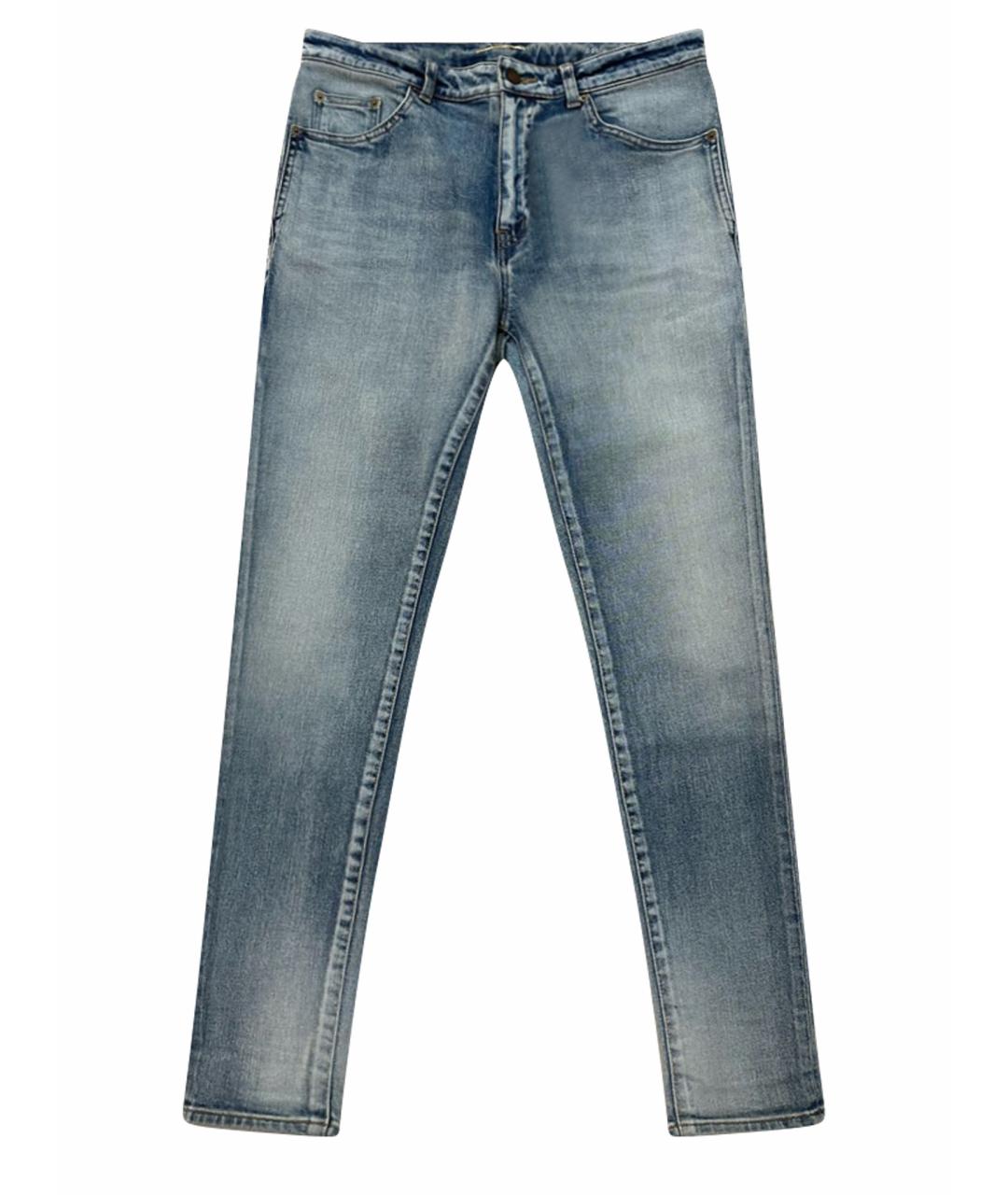 SAINT LAURENT Голубые хлопковые прямые джинсы, фото 1