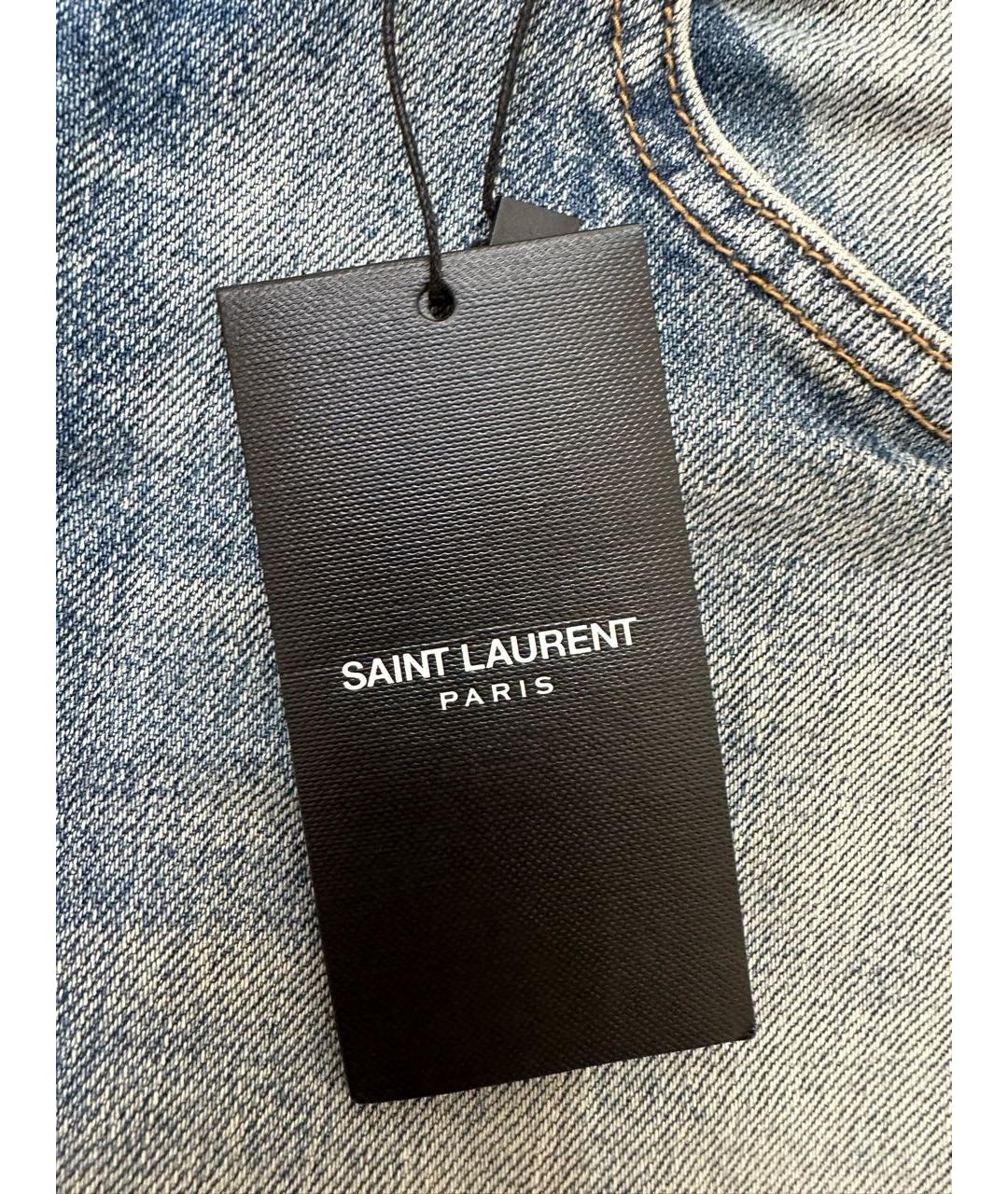 SAINT LAURENT Голубые хлопковые прямые джинсы, фото 5