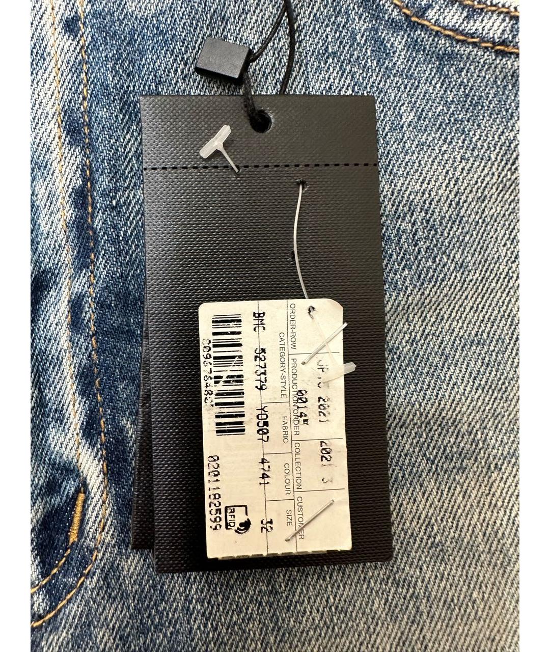 SAINT LAURENT Голубые хлопковые прямые джинсы, фото 6