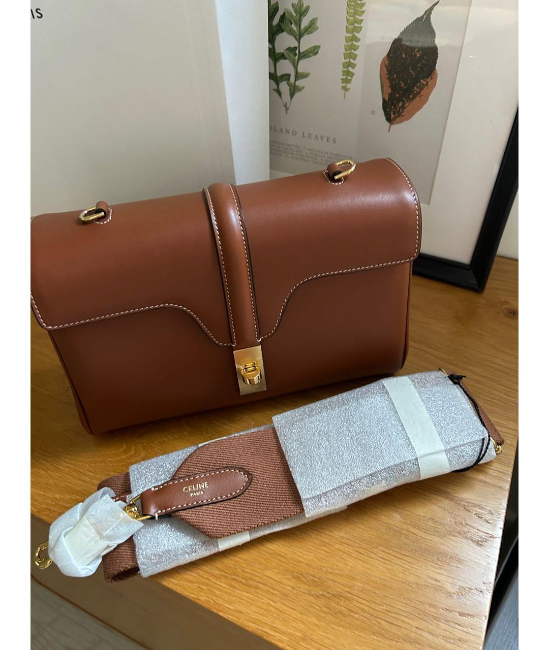 CELINE Коричневая кожаная сумка через плечо, фото 4