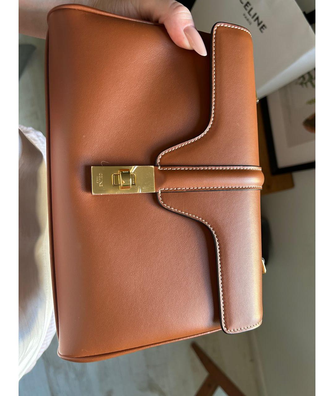 CELINE Коричневая кожаная сумка через плечо, фото 2