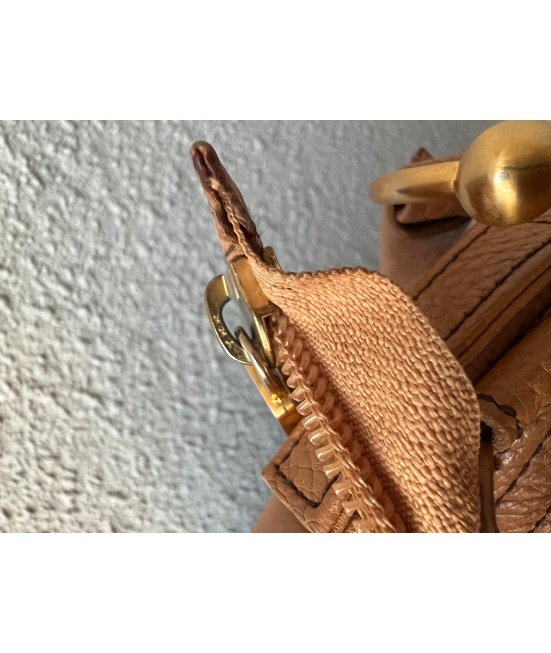 FURLA Коричневая кожаная сумка с короткими ручками, фото 5