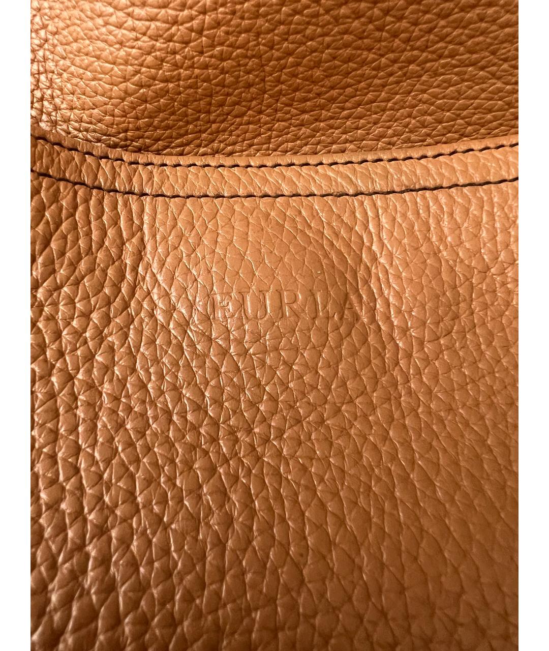 FURLA Коричневая кожаная сумка с короткими ручками, фото 2