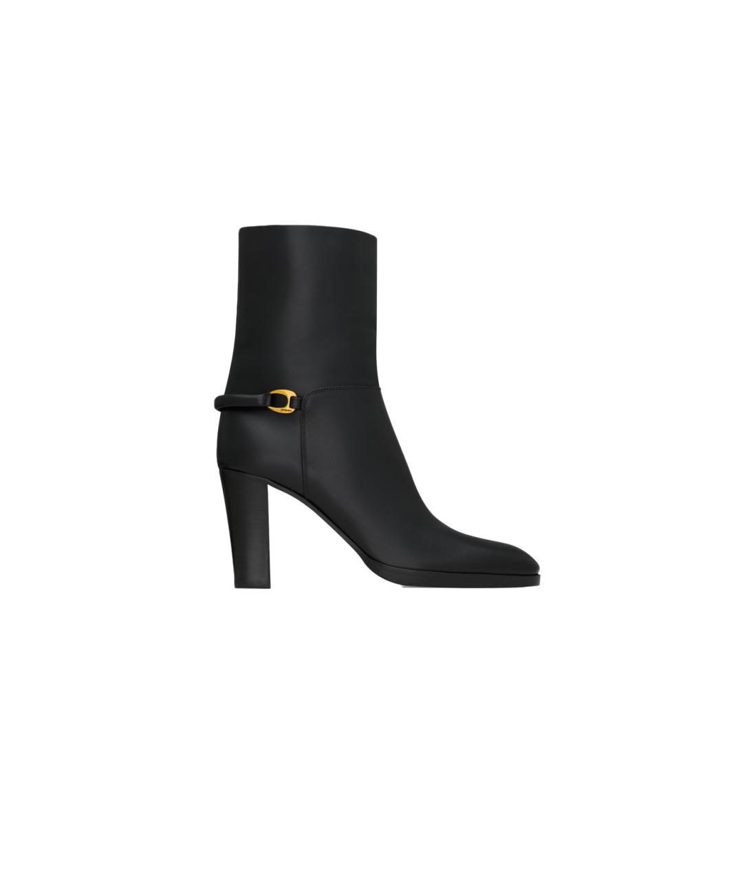 SAINT LAURENT Черные кожаные ботильоны, фото 1