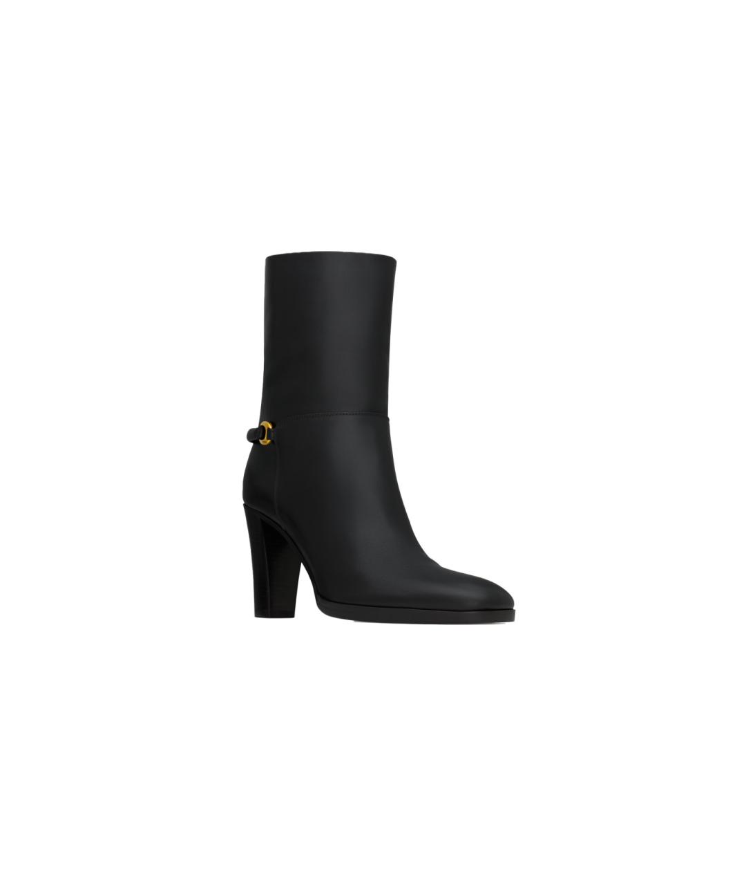 SAINT LAURENT Черные кожаные ботильоны, фото 2