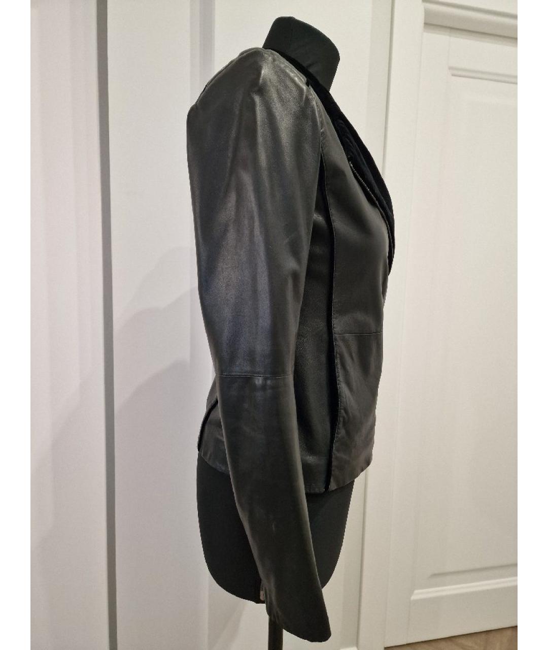 EMPORIO ARMANI Черная кожаная куртка, фото 3