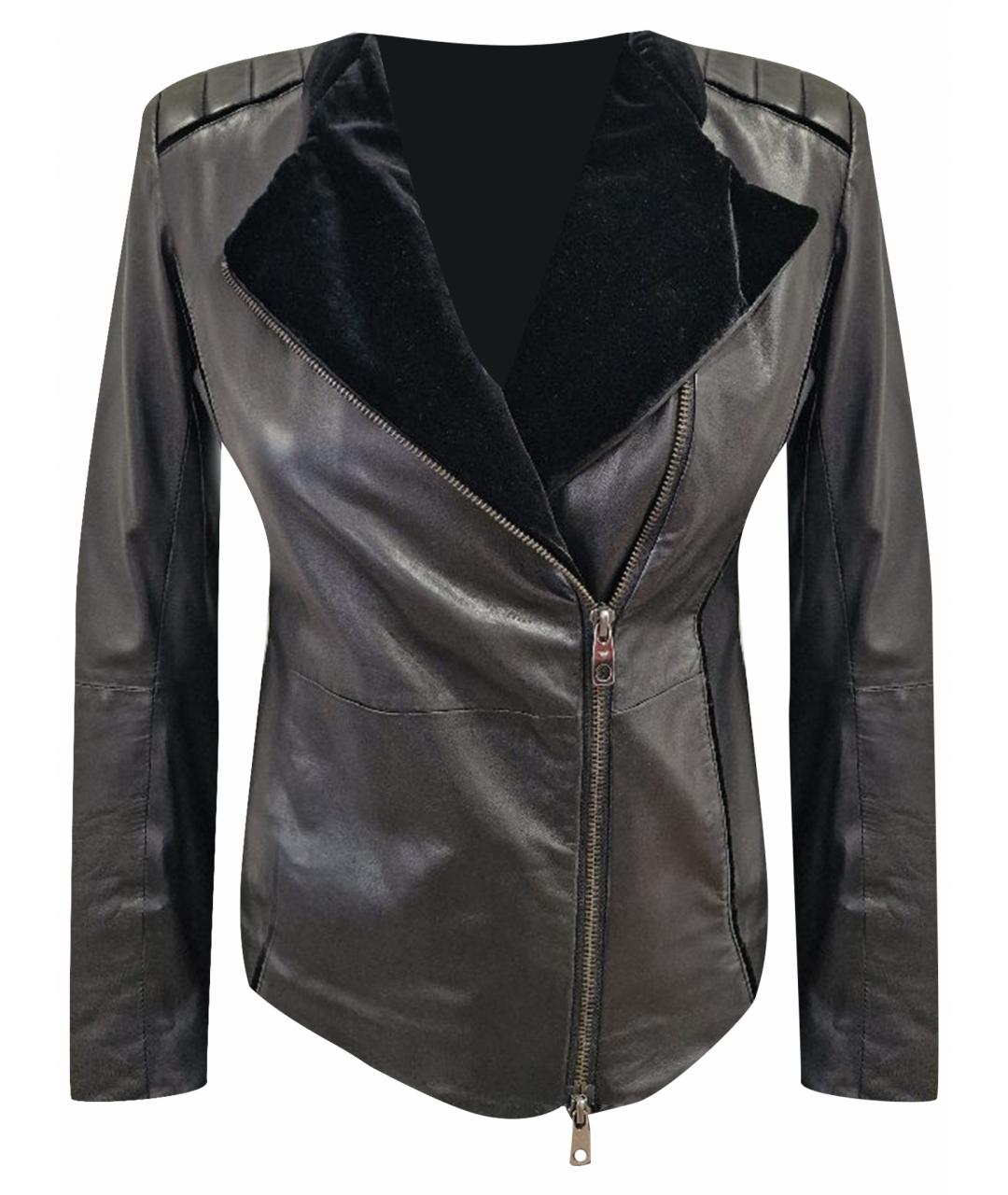 EMPORIO ARMANI Черная кожаная куртка, фото 1