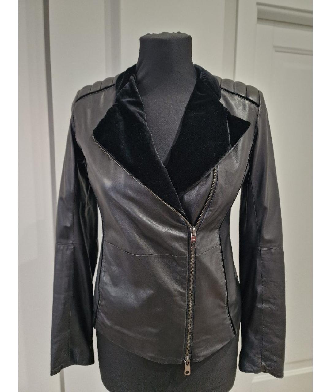 EMPORIO ARMANI Черная кожаная куртка, фото 6
