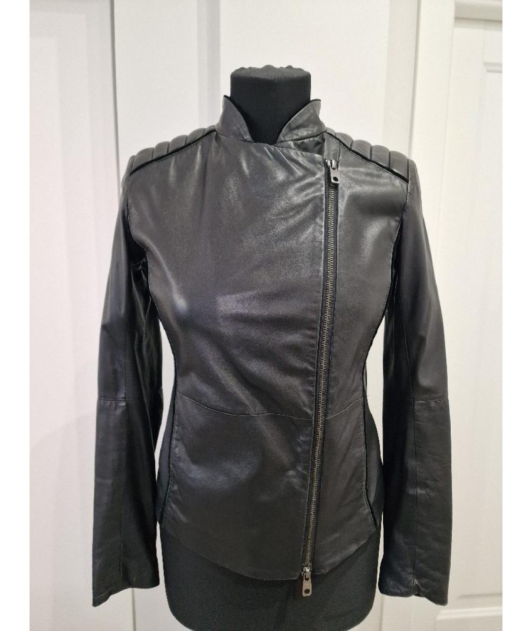 EMPORIO ARMANI Черная кожаная куртка, фото 2