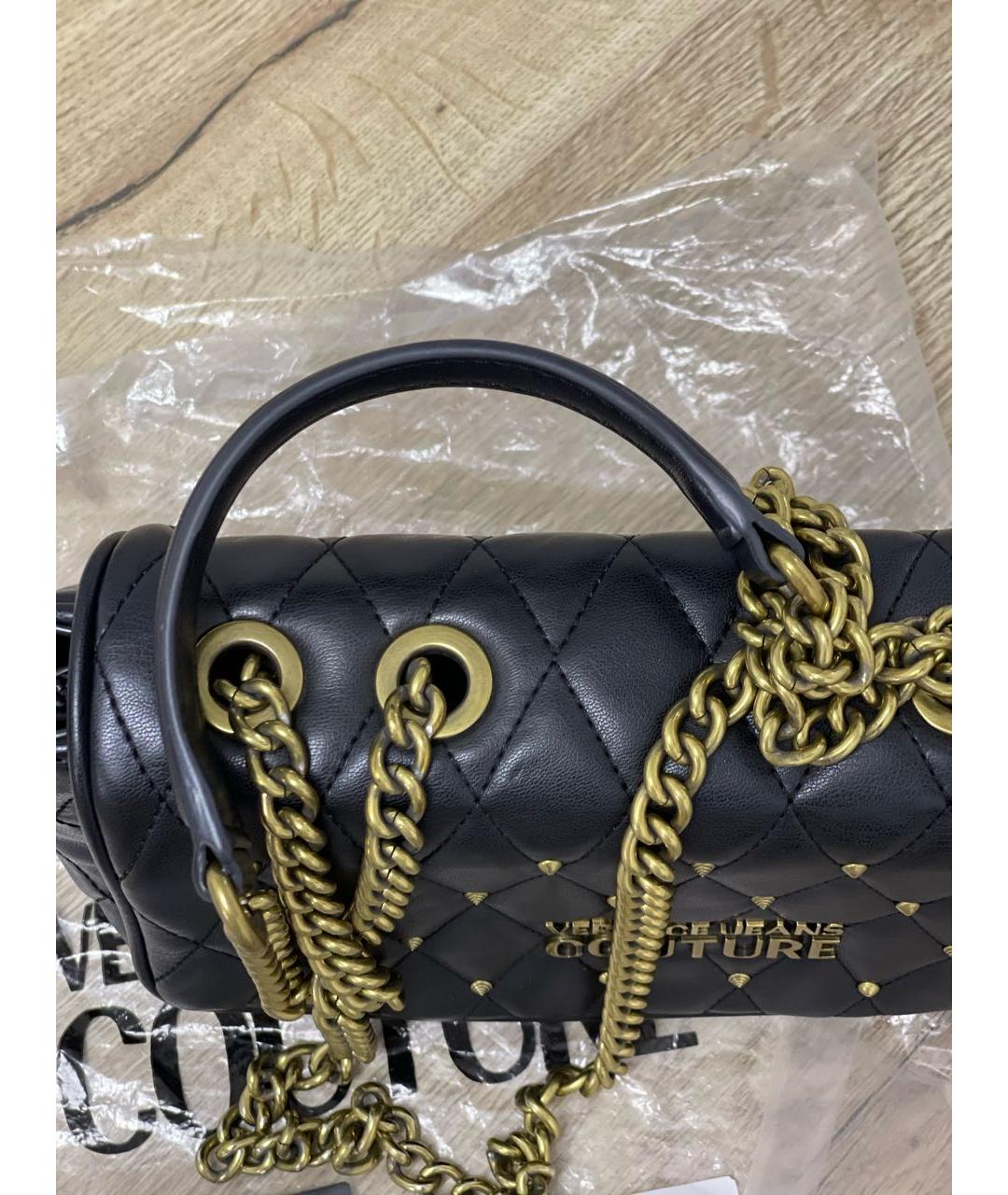 VERSACE JEANS COUTURE Черная сумка через плечо из искусственной кожи, фото 2
