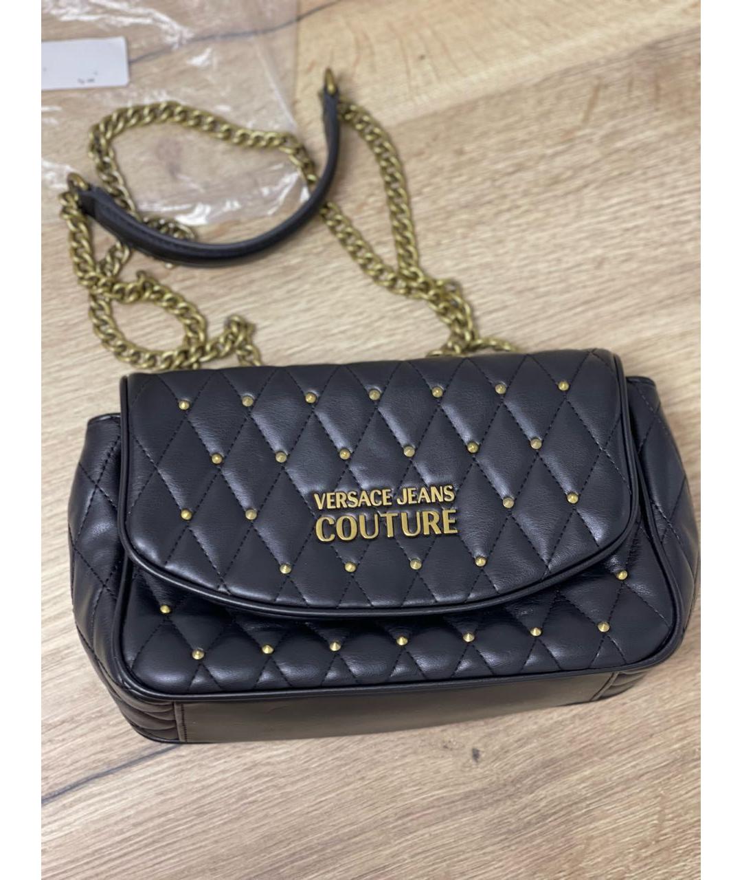 VERSACE JEANS COUTURE Черная сумка через плечо из искусственной кожи, фото 3