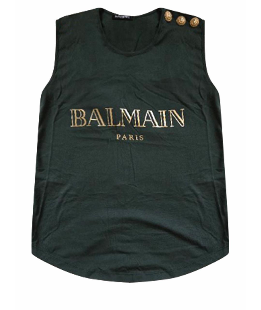 BALMAIN Зеленая хлопковая футболка, фото 1