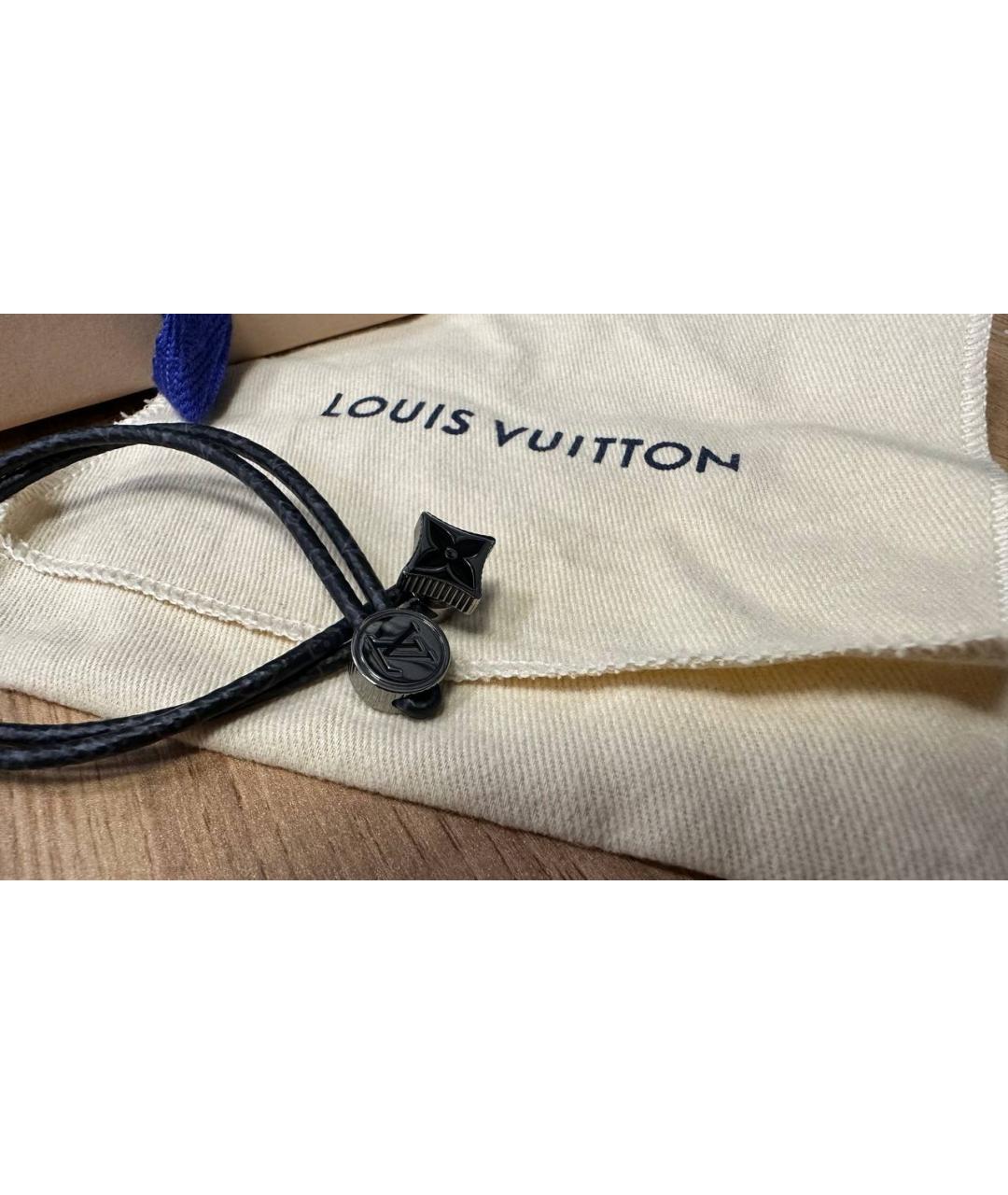 LOUIS VUITTON Черный кожаный браслет, фото 2