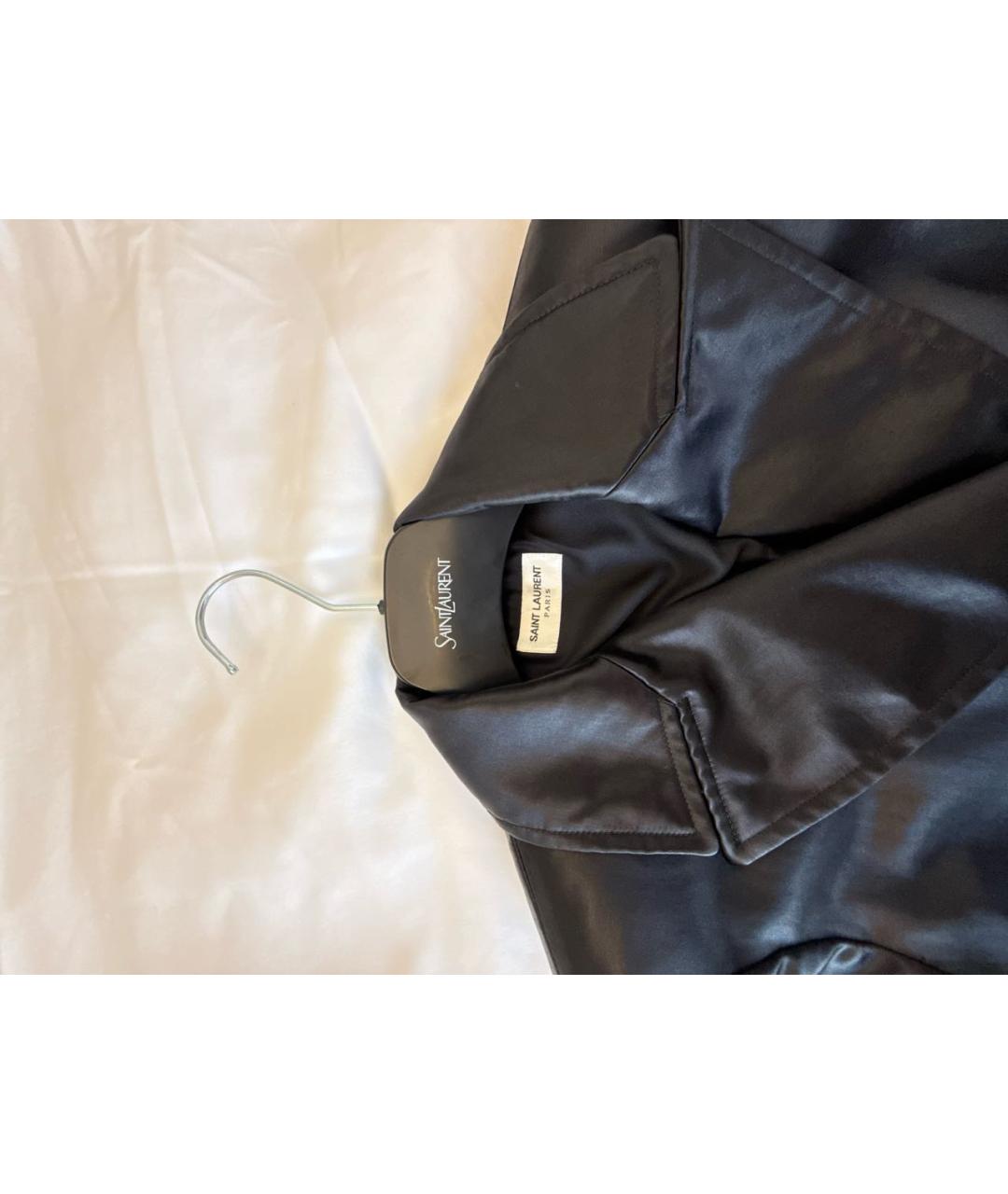 SAINT LAURENT Черный атласный жакет/пиджак, фото 3