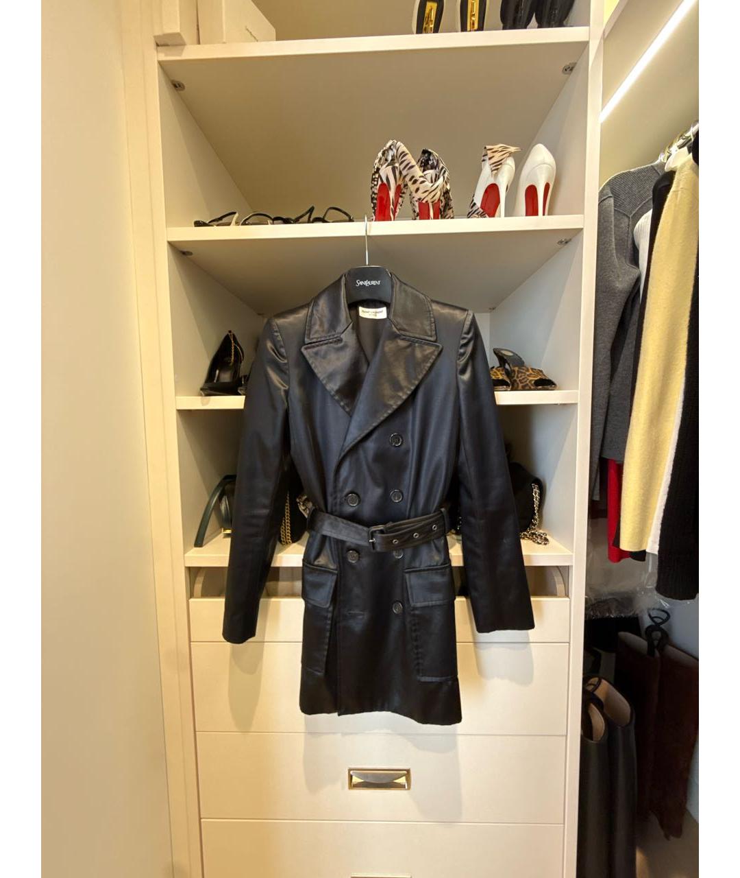 SAINT LAURENT Черный атласный жакет/пиджак, фото 6