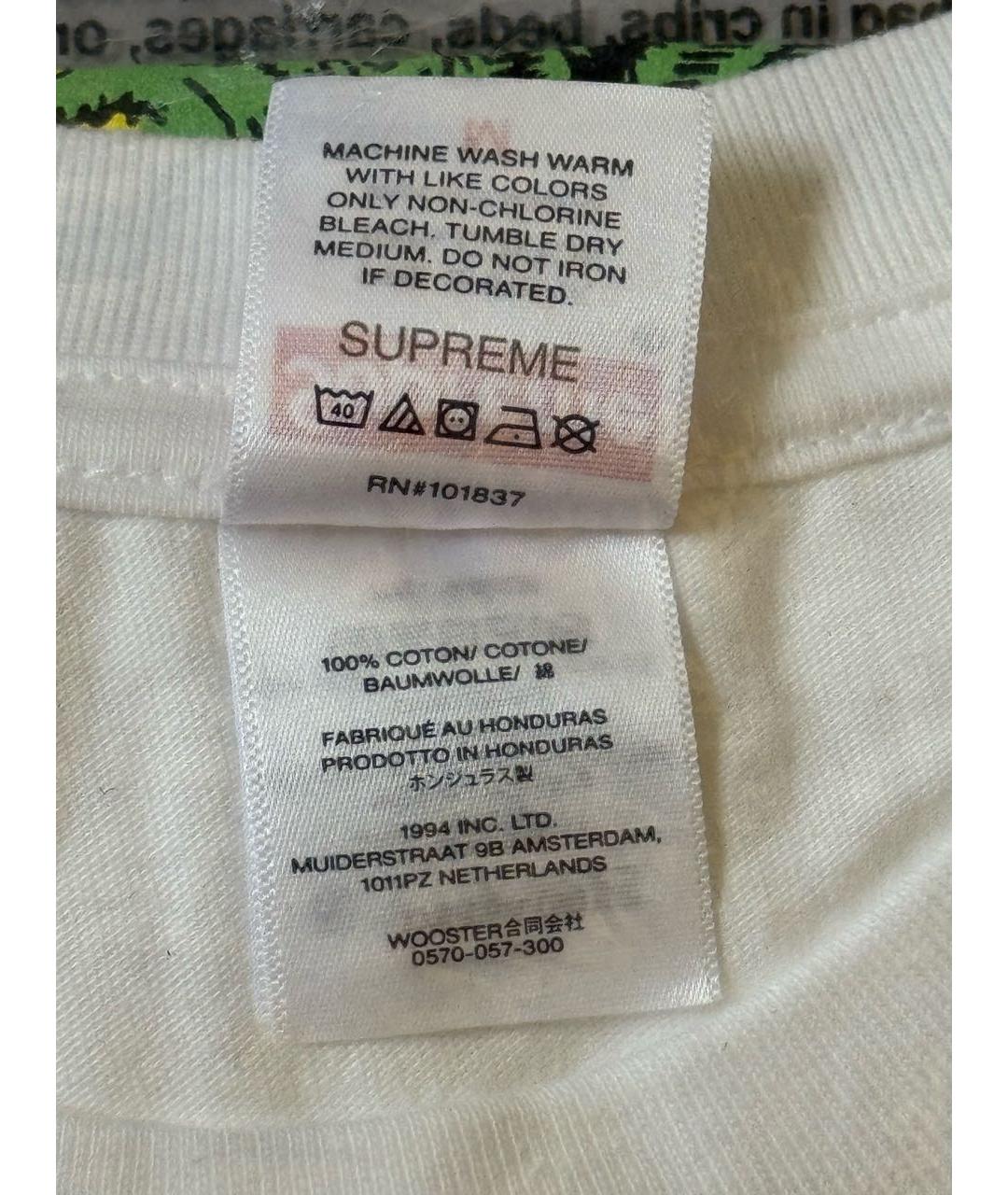 SUPREME Белая хлопковая футболка, фото 7