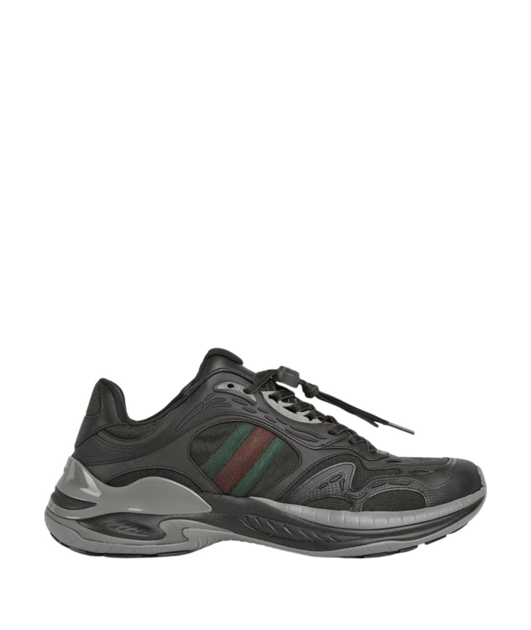 GUCCI Антрацитовые текстильные низкие кроссовки / кеды, фото 1