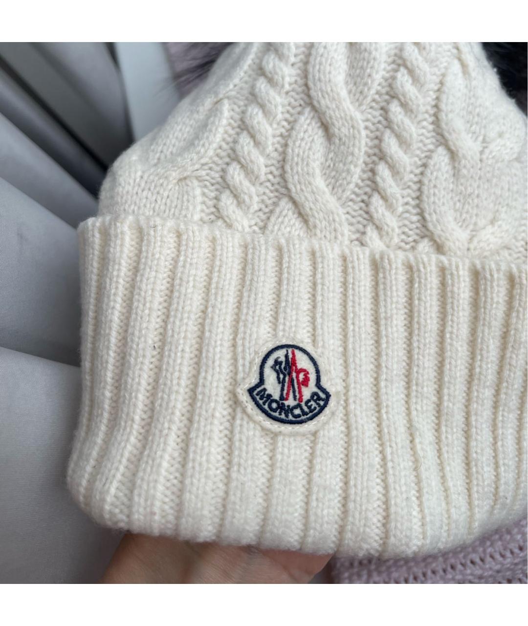 MONCLER Белая шерстяная шапка, фото 7
