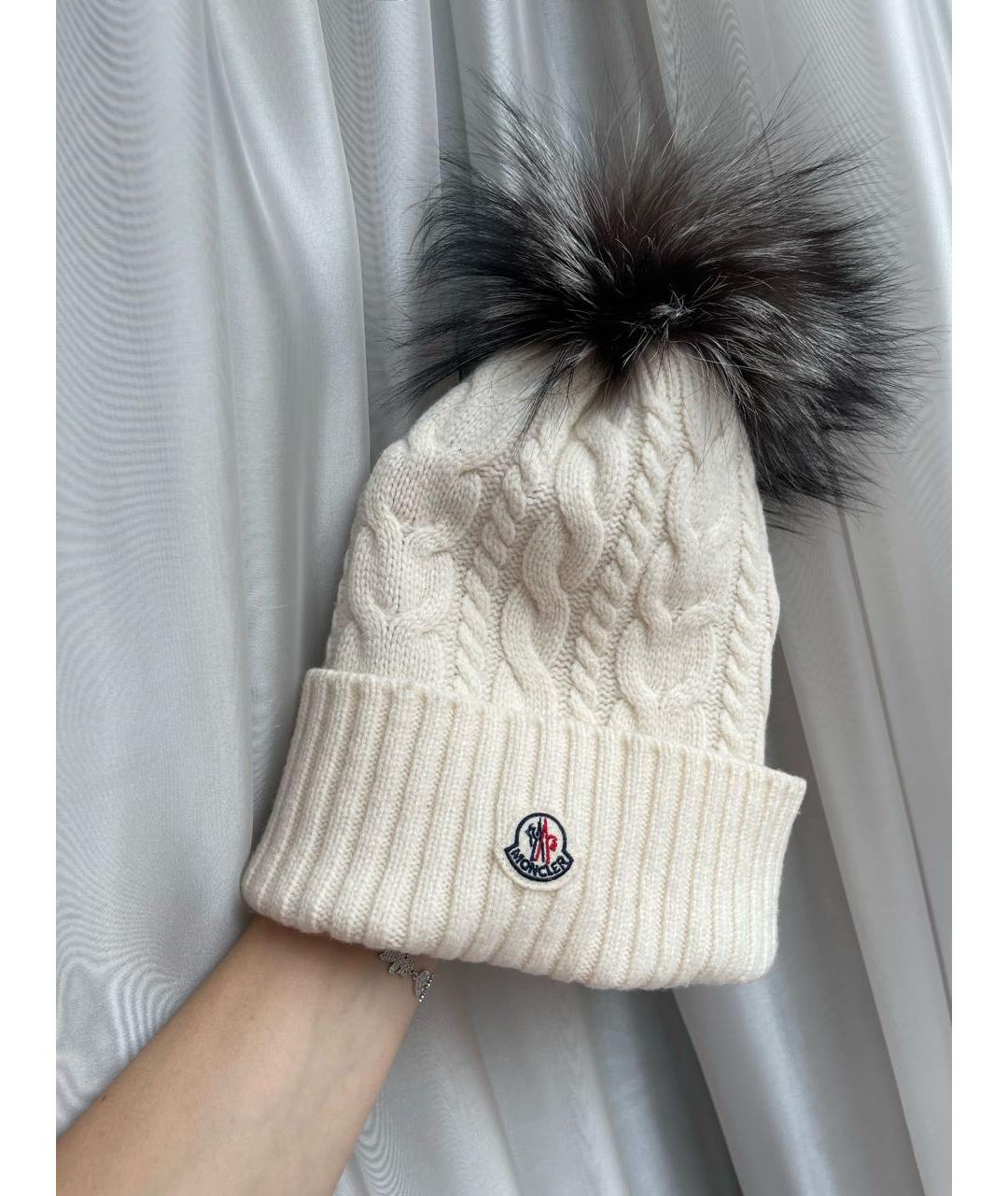 MONCLER Белая шерстяная шапка, фото 9
