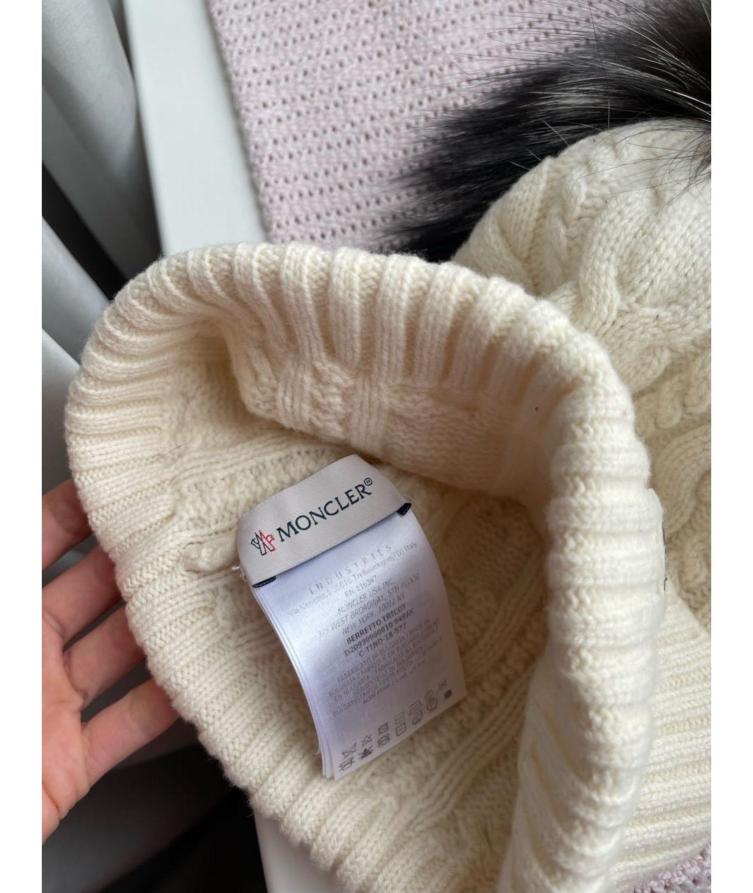 MONCLER Белая шерстяная шапка, фото 8