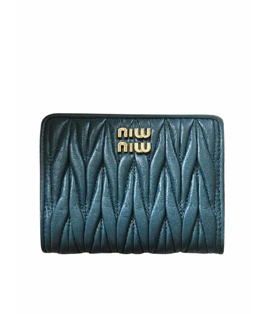 MIU MIU Бирюзовый кожаный кошелек, фото 1