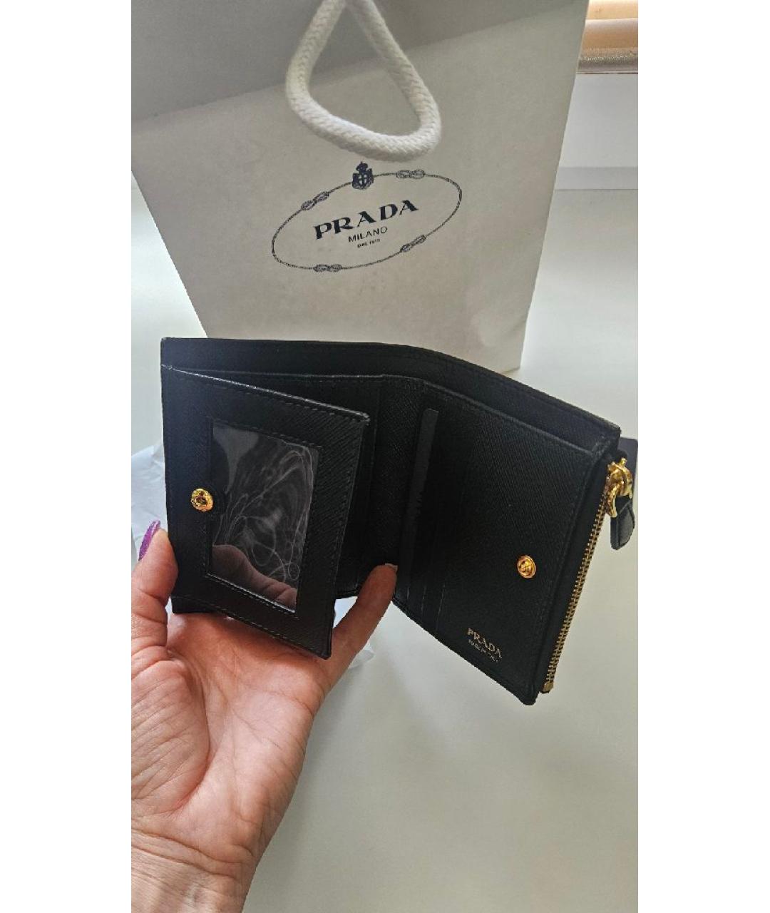 PRADA Черный кожаный кошелек, фото 3