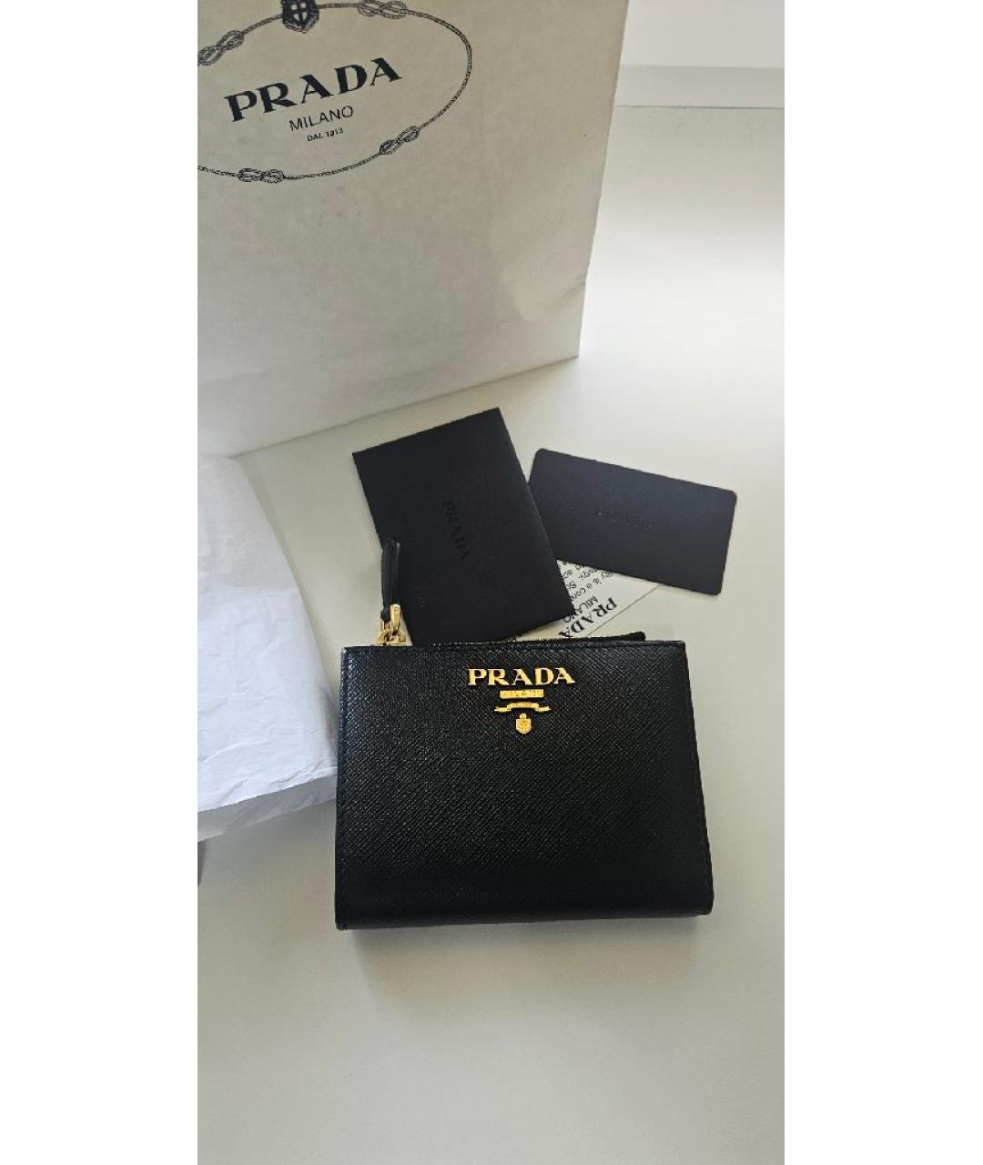 PRADA Черный кожаный кошелек, фото 4