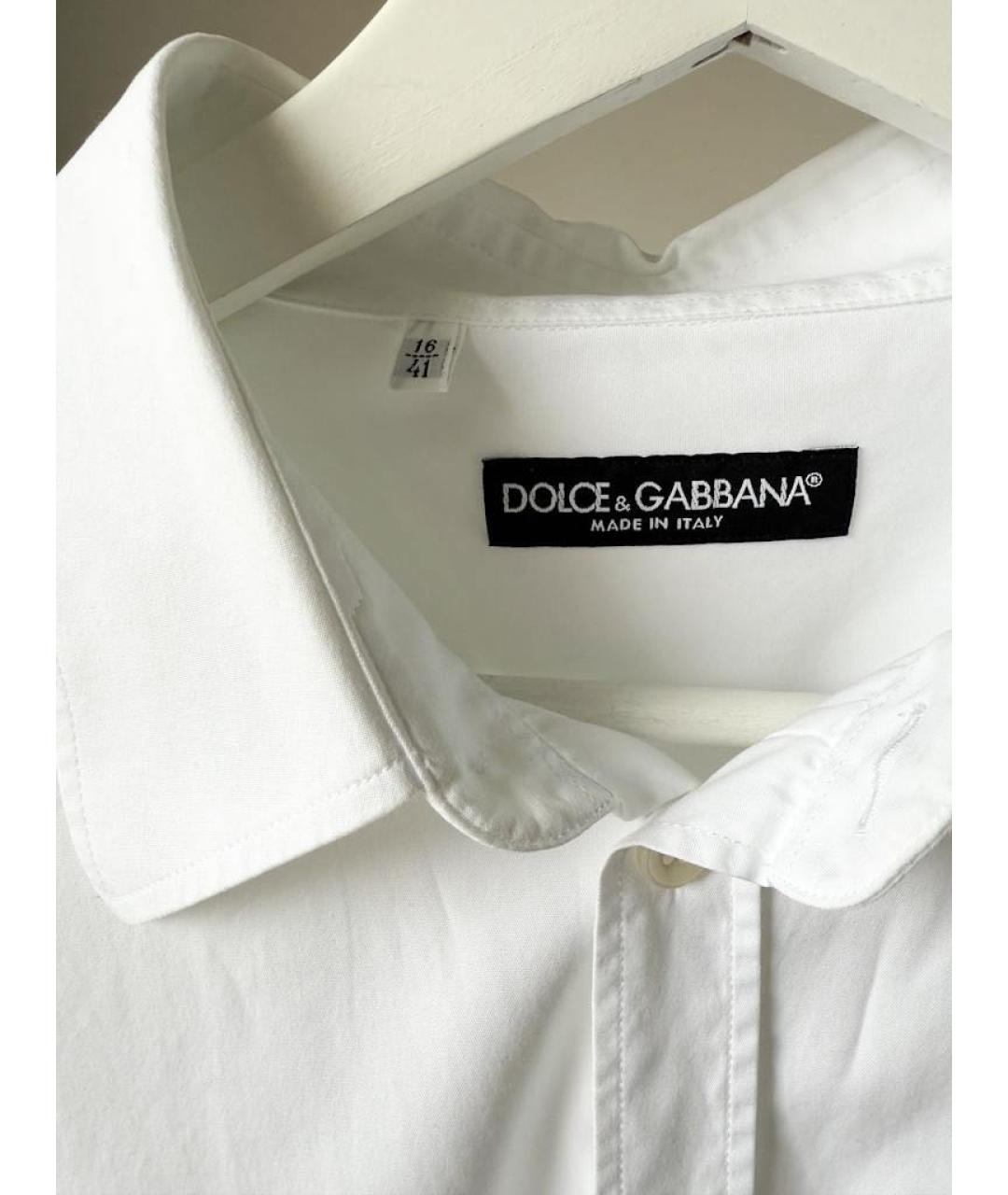 DOLCE&GABBANA Белая хлопковая классическая рубашка, фото 4