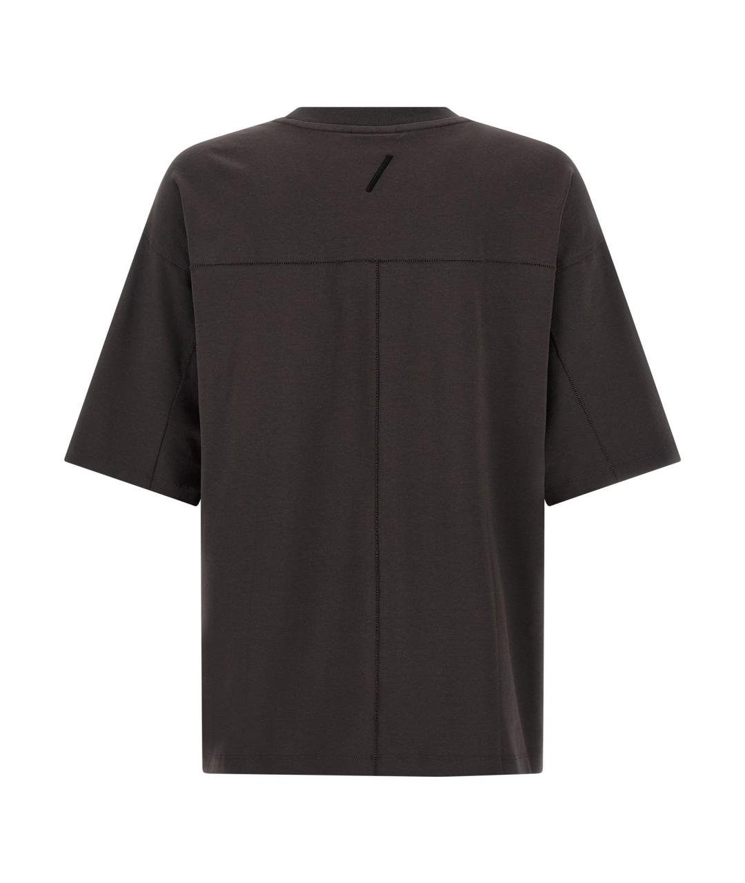 THOM KROM Коричневая хлопковая футболка, фото 2
