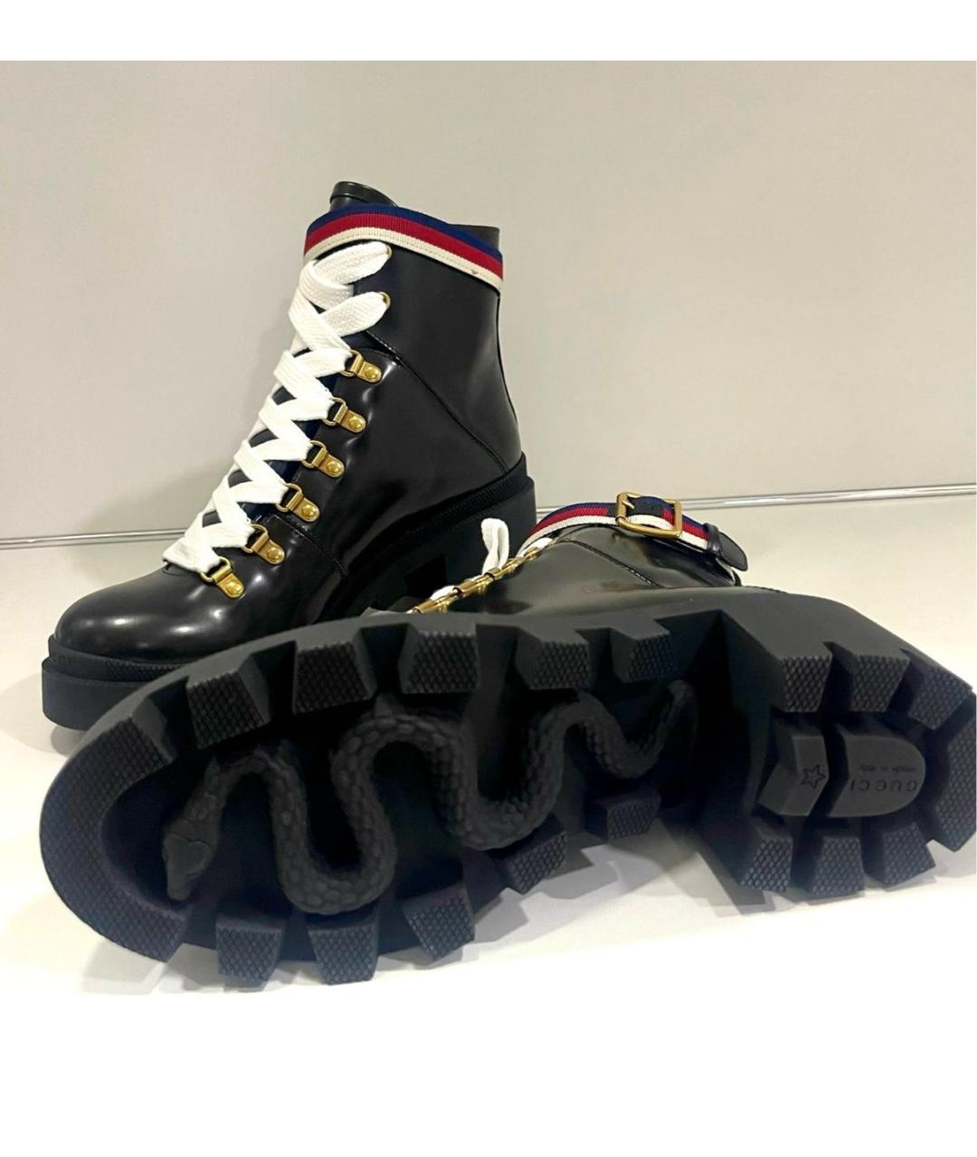 GUCCI Черные кожаные ботинки, фото 3