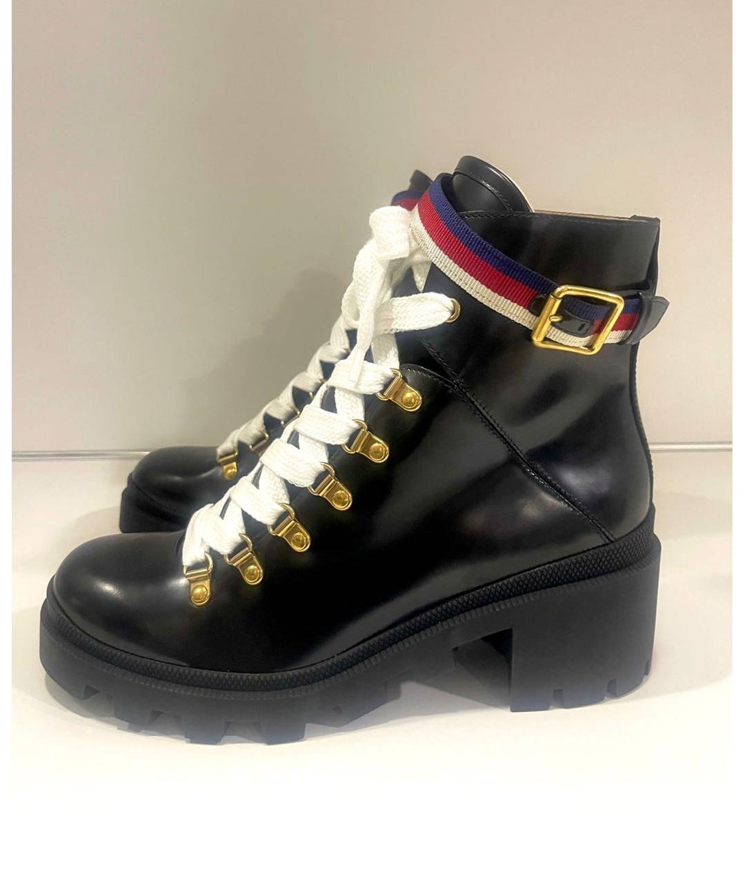 GUCCI Черные кожаные ботинки, фото 6