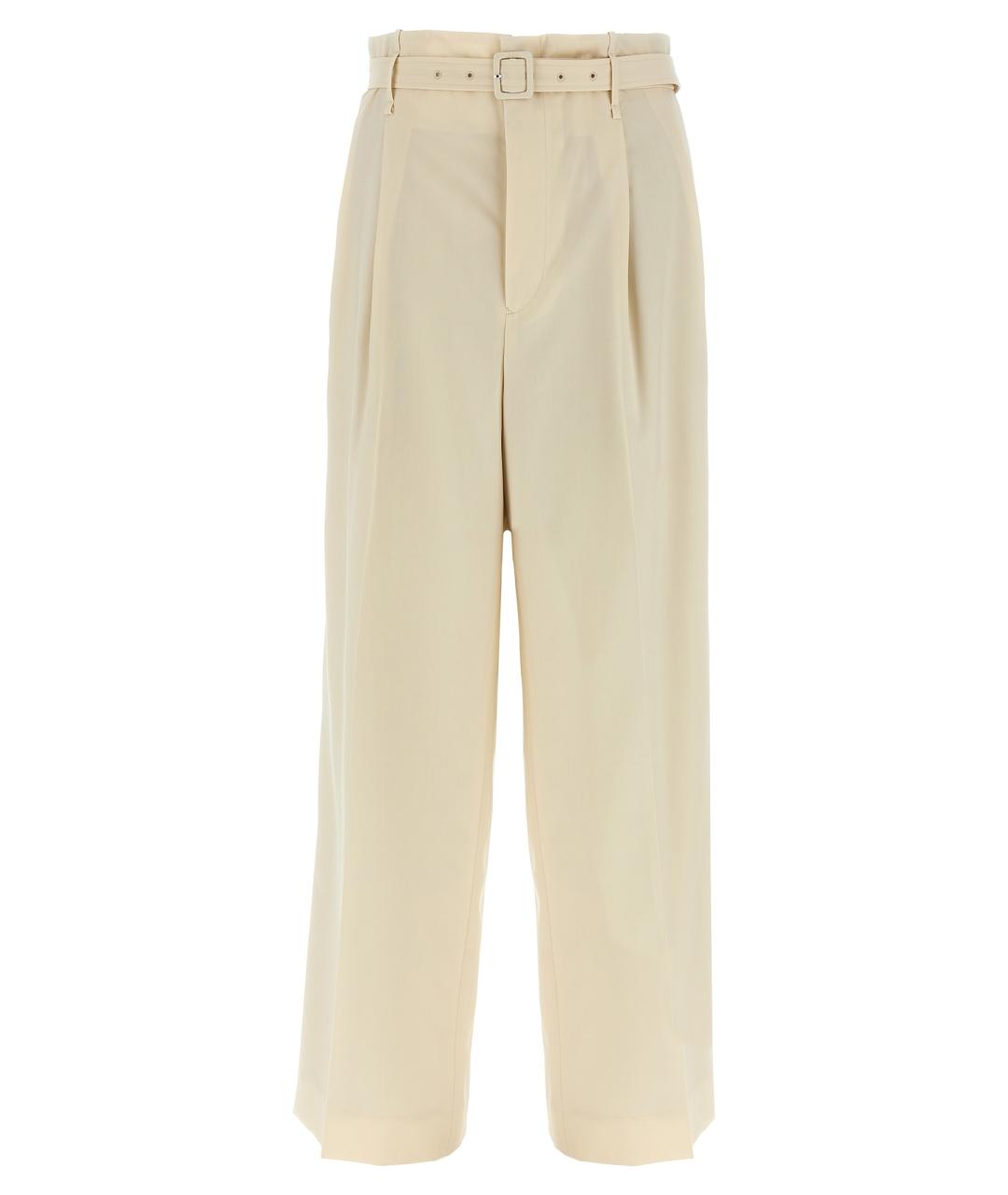 AURALEE Бежевые шерстяные прямые брюки, фото 1