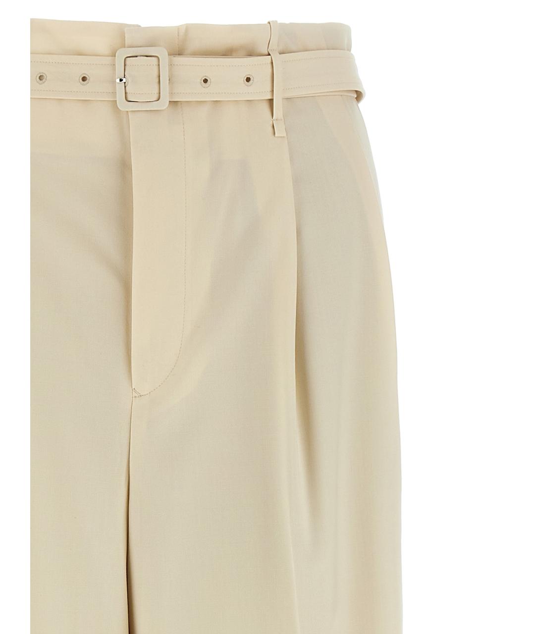 AURALEE Бежевые шерстяные прямые брюки, фото 3