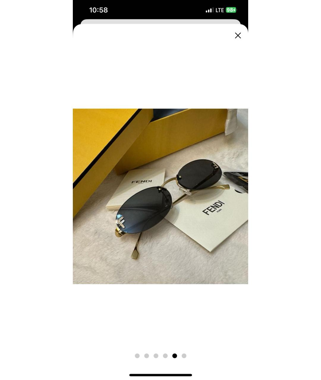 FENDI Черные металлические солнцезащитные очки, фото 2