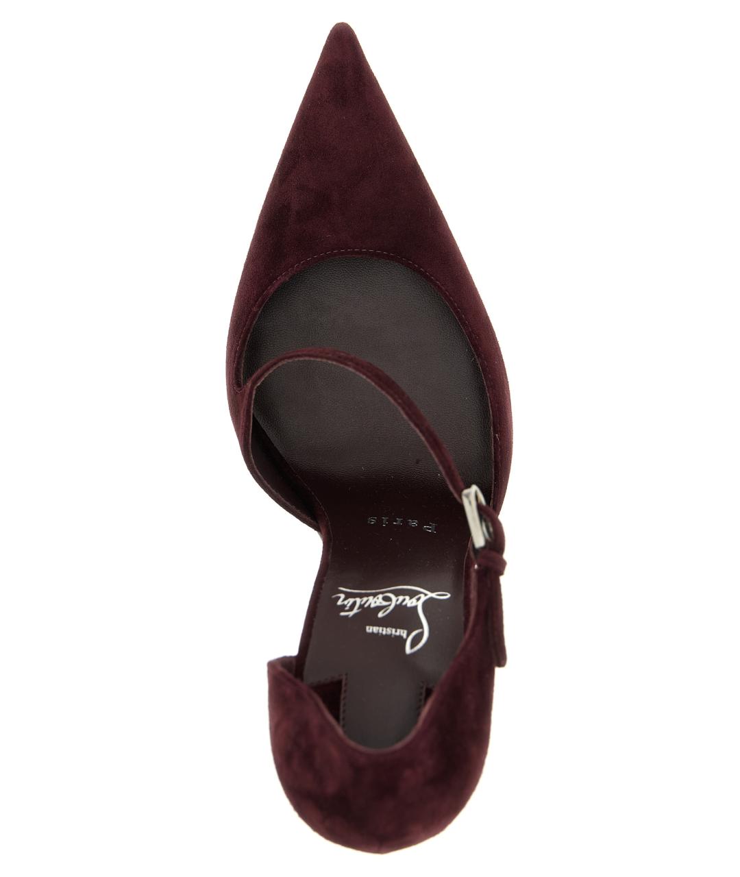 CHRISTIAN LOUBOUTIN Бордовые замшевые туфли, фото 4