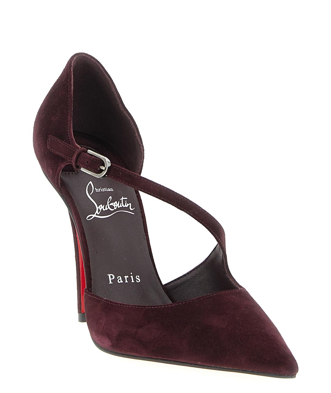 CHRISTIAN LOUBOUTIN Бордовые замшевые туфли, фото 2