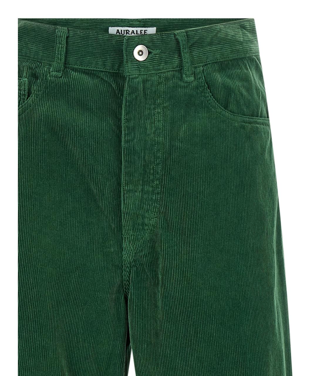 AURALEE Зеленые хлопковые прямые брюки, фото 3