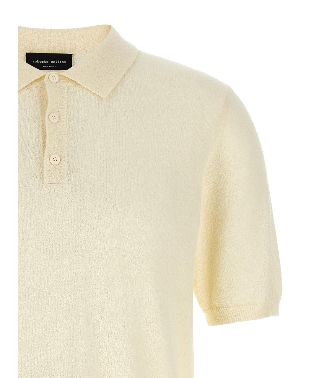 ROBERTO COLLINA Белое хлопковое поло с коротким рукавом, фото 3