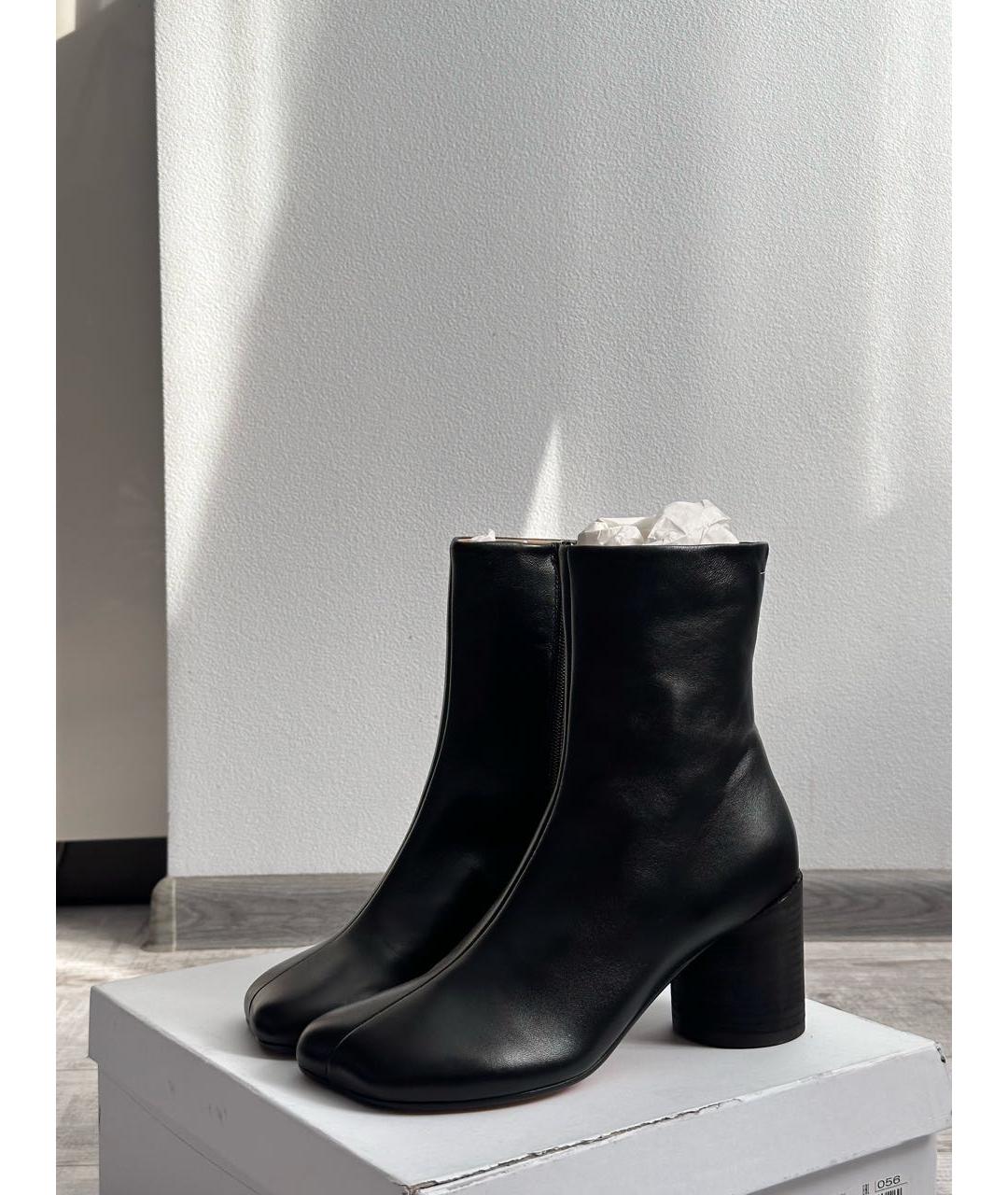 MM6 MAISON MARGIELA Черные кожаные ботильоны, фото 5