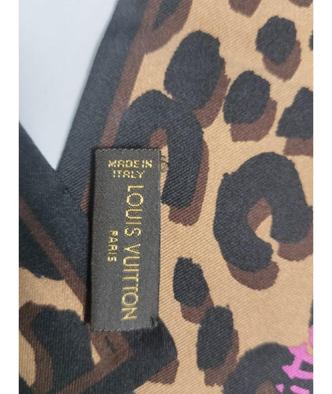 LOUIS VUITTON Горчичный шелковый платок, фото 6