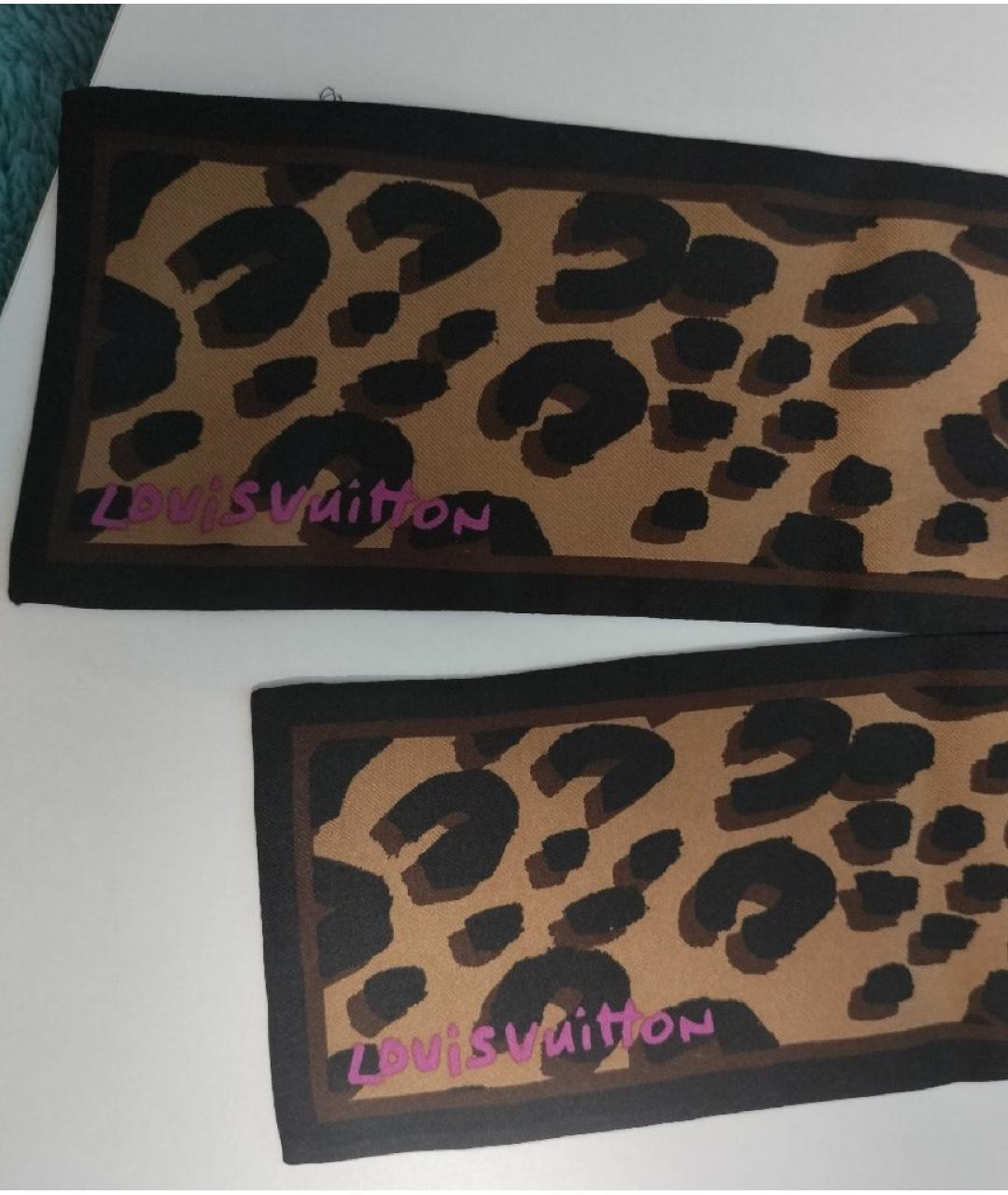 LOUIS VUITTON Горчичный шелковый платок, фото 5