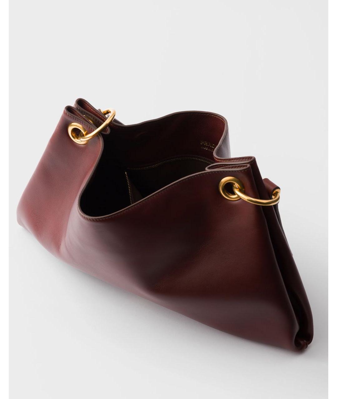 PRADA Бордовая кожаная сумка через плечо, фото 4