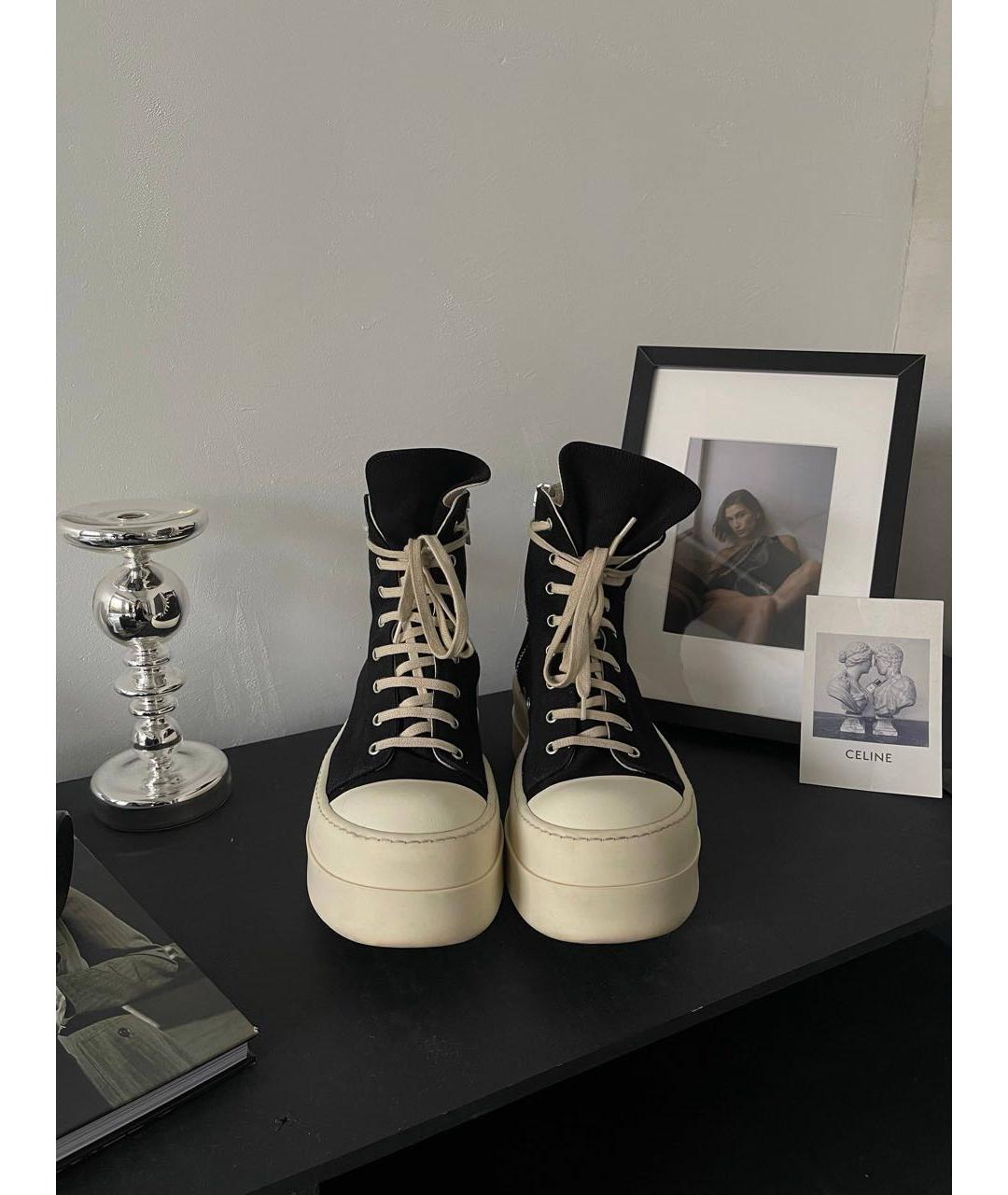 RICK OWENS Черные высокие кроссовки / кеды, фото 3